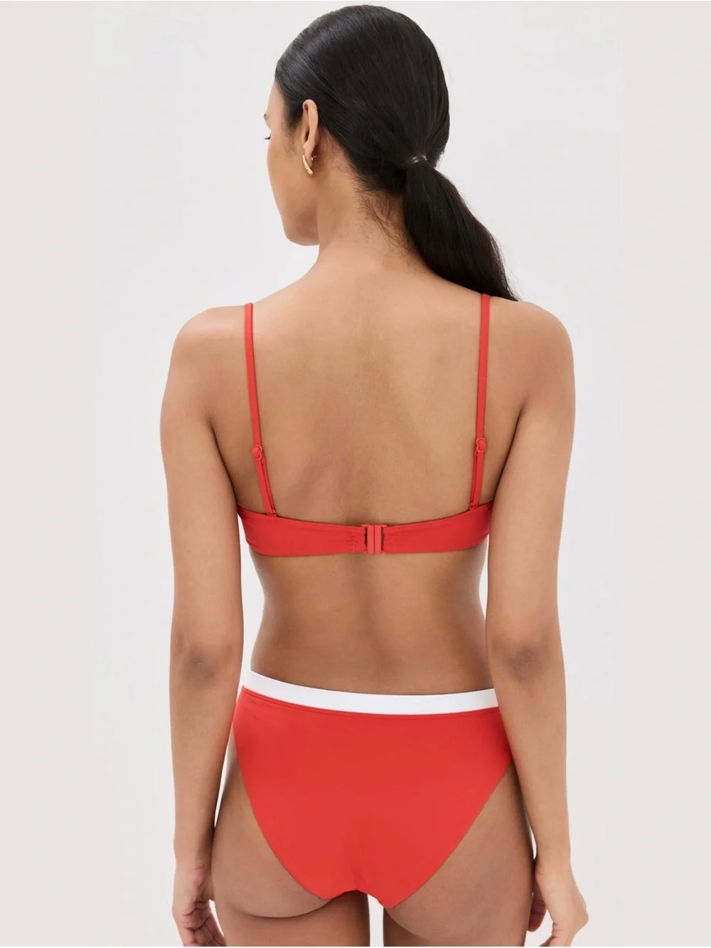 Staud Jo Balconette Bikini Top & Gemma Bikini Bottoms Set (Red/White)